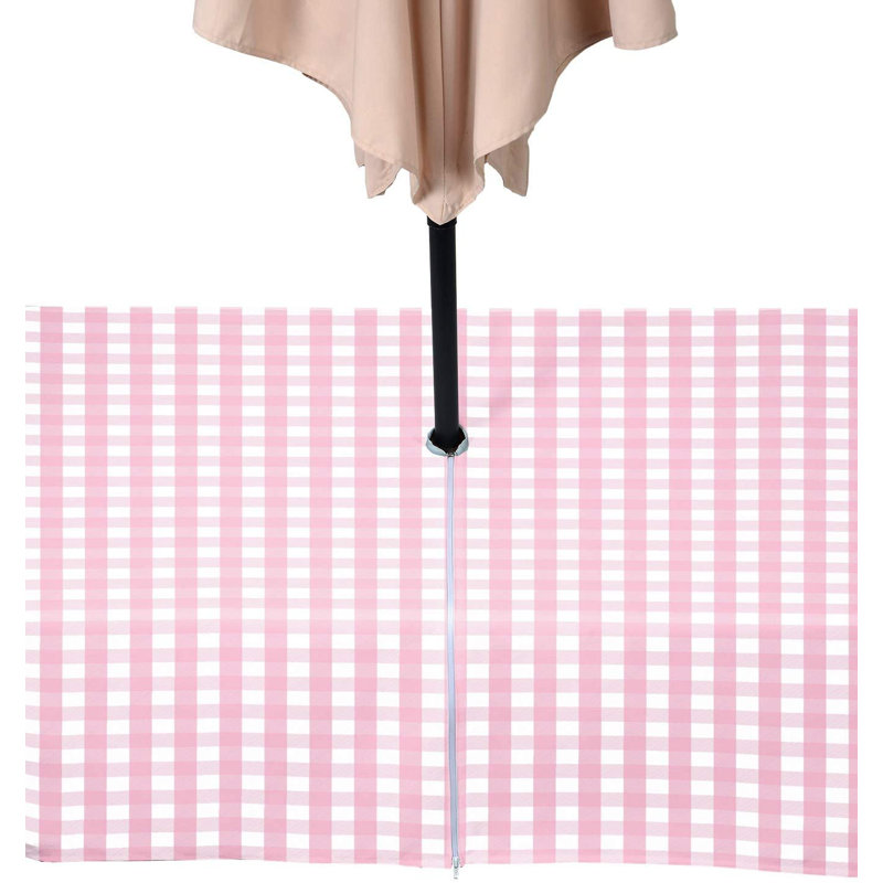 Picnic Check Outdoor Water Repellent Tablecloth, 120" x 60", Pink