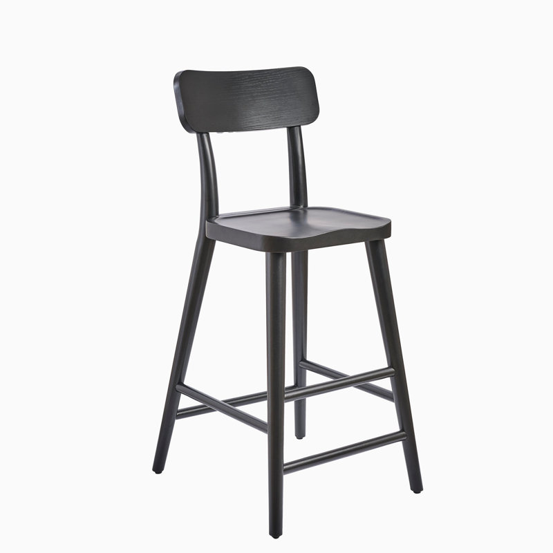 Counter Stool with Solid Wood Frame, Black