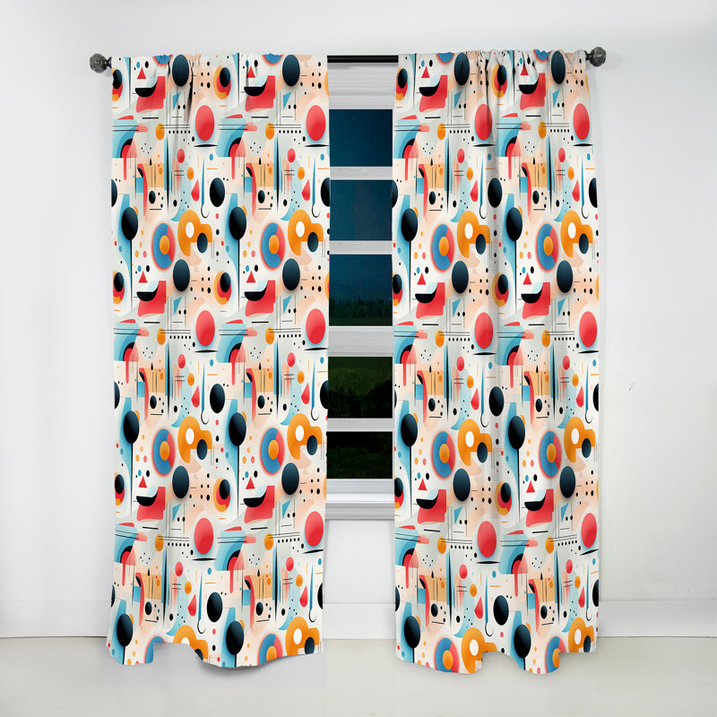 Motif tendance rose et bleu Mid-Century - Rideau moderne - Velours obscurcissant - 1 panneau, L 52 po x L 84 po
