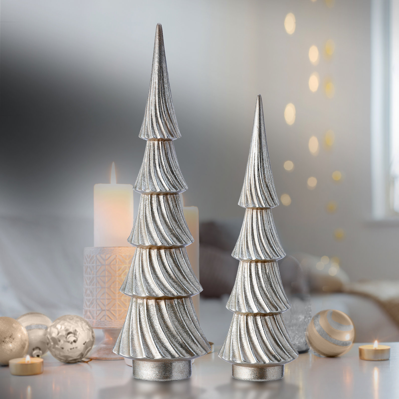 Guilarte 2-Piece Resin Tabletop Tree Set, Champagne