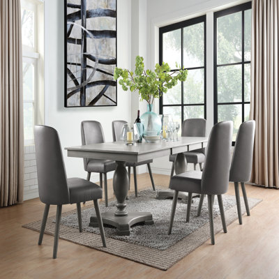 Grey Oak Finish 7PCs Dining Room Set