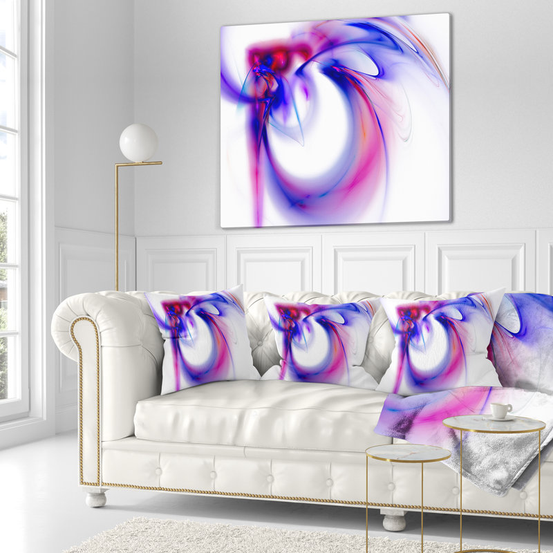 Art abstrait fractal mauve - coussin imprimé abstrait, 16 po x 1 po, Coussin décoratif