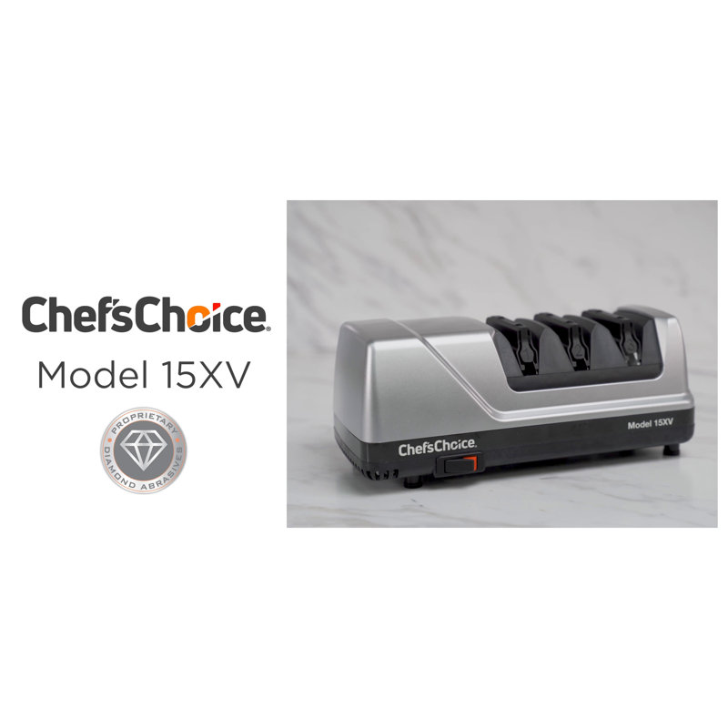 White Electric Knife Sharpener with Diamond Abrasive Discs