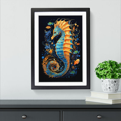 Seahorse Orphism - Single Picture Frame Print on Wood