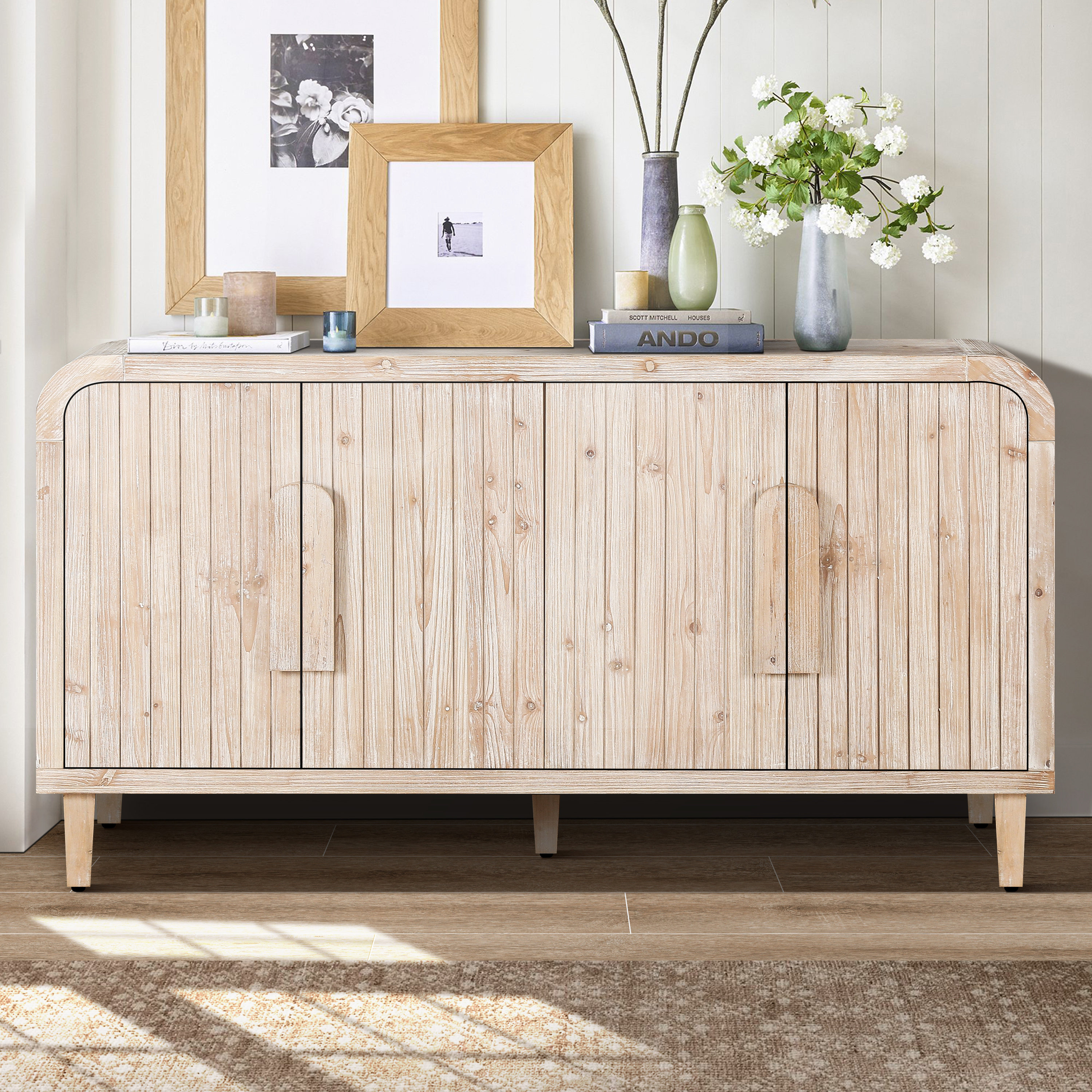 Lark Manor Large Wooden Handles Storage Cabinet - Wayfair Canada