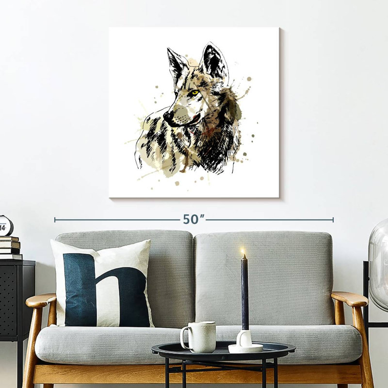 Crowle Grunge Alpha Wolf, 30" H x 30" W