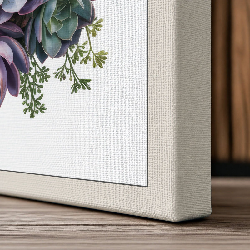 Succulent Garden Botanical - Wrapped Canvas, 30x20 - 76.2 x 50.8 cm, Cream Border