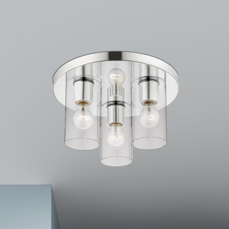 Mollie Glass Flush Mount, Polished Chrome