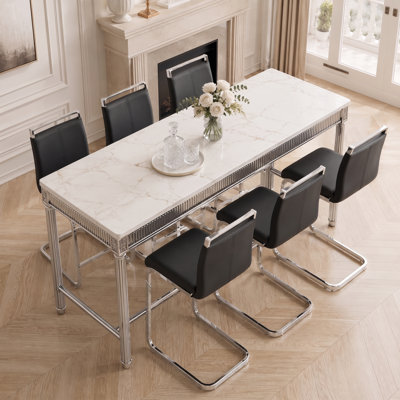 Ensemble de 6 tabourets de comptoir en similicuir de style contemporain avec base en porte-à-faux