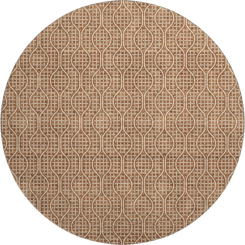 Premium Machine Washable Prisco Paprika Rug, Round 8'