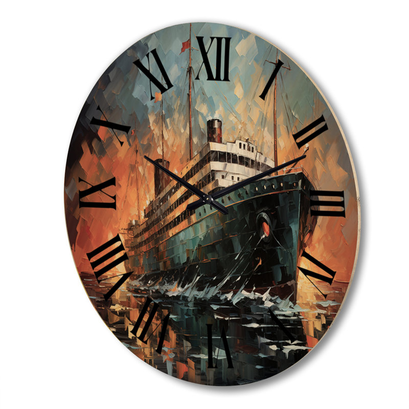 Horloge murale surdimensionnée en bateau Boat Titanic Collage Interwoven I - Transport, Très grand