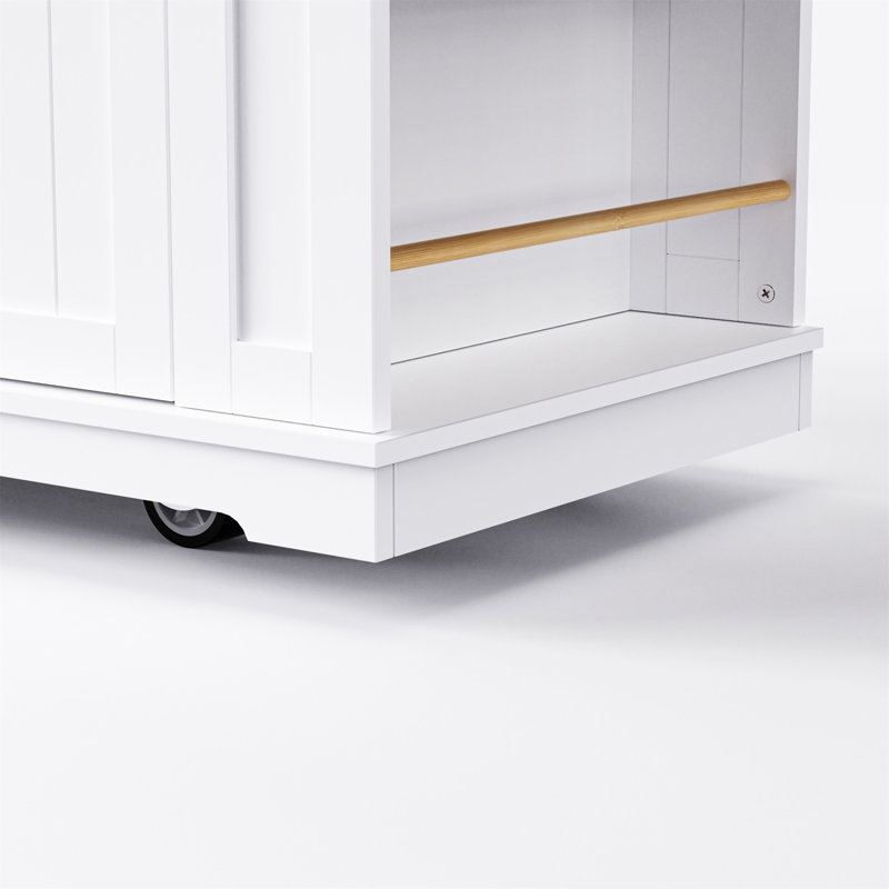 48Inch Kitchen Island With 2 Bar Stools, White/Natural
