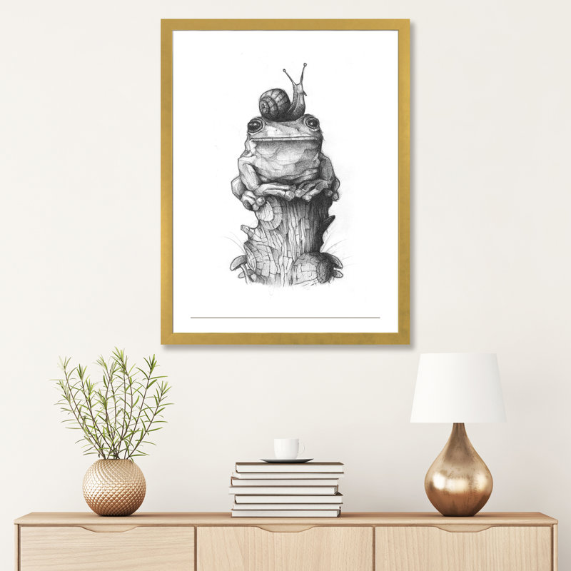 «Frog and Snail II» par Mike Koubou - reproduction d'art, H 60 po x l 40po x P 1,5 po, Toile tendue