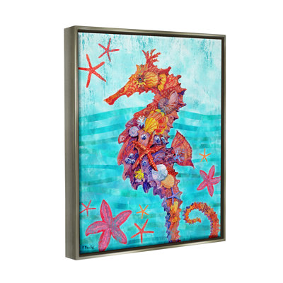 «Nassau Seahorse Aquatic Shell Collage» par Paul Brent - peinture sur toile