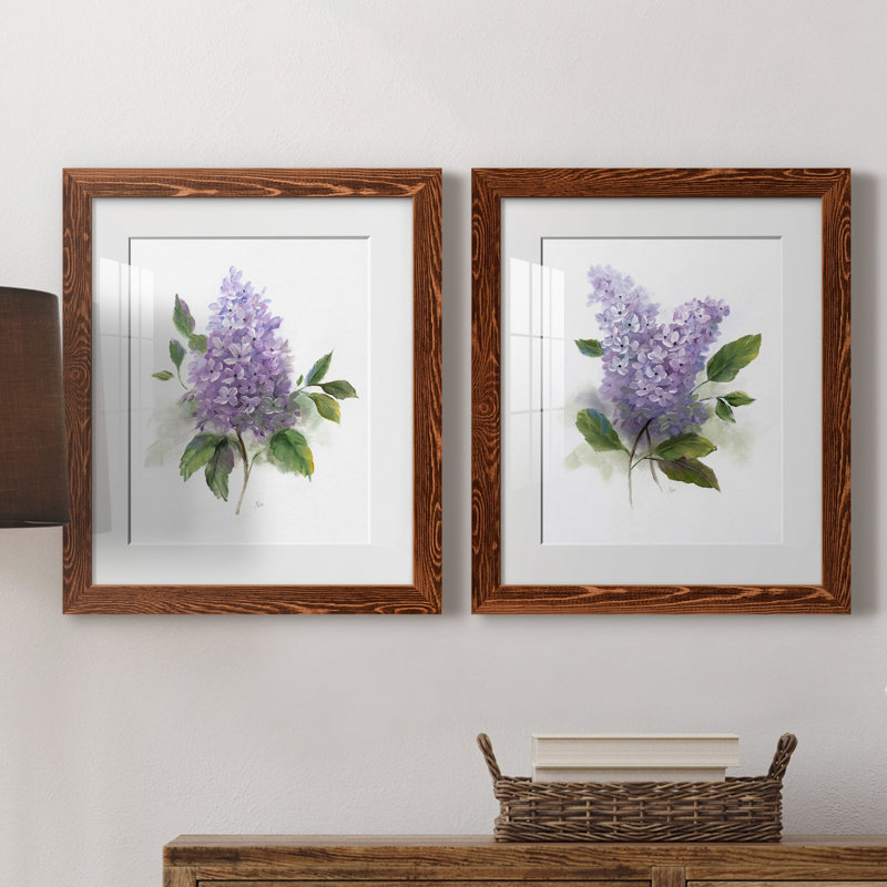 Lilac Romance I - ensemble de 2 reproductions, H 20 po x l 17 po, Impression encadrée avec passe-partout, Noyer