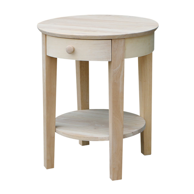 Solid Wood End Table with Storage