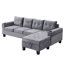 Ensemble de canapé modulaire pour salon avec méridienne en L, porte-gobelet et méridienne avec rangement moderne 4 places (gris)