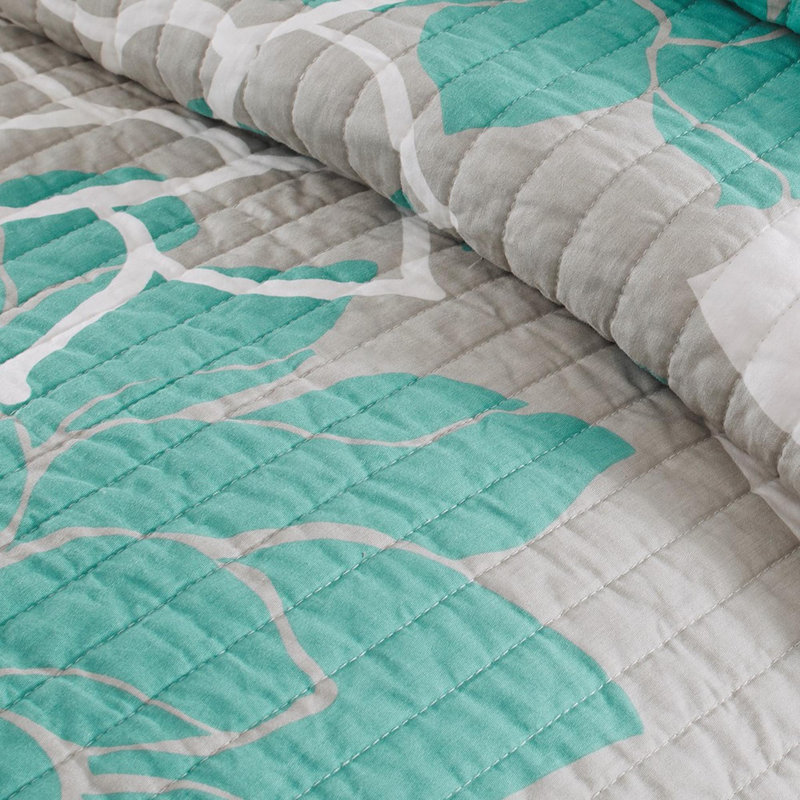 Ensemble de courtepointe en coton 6 pièces, Turquoise, King Quilt + 5 Additional Pieces