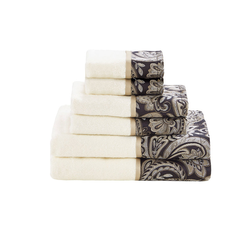 Ensemble de 6 serviettes en jacquard, Noir