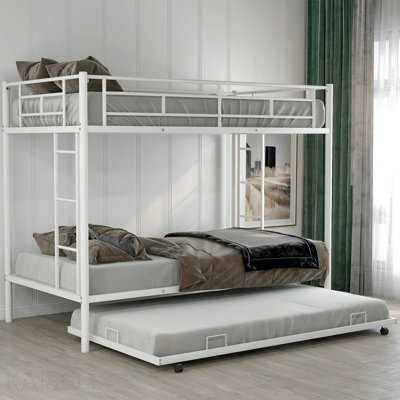 Lit simple superposé au dessus d'un lit simple avec lit gigogne, blanc