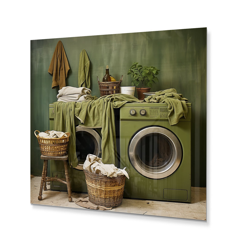 Green Vintage Laundry Room I - Décoration murale en métal Bath & Laundry, H 16 po x l 16 po x P 1 po