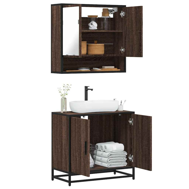 Bathroom Furniture Suite, Brown Oak