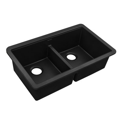 Ruvati 32-inch Undermount Workstation Granite Composite Quartz Kitchen Sink 50/50 Double Bowl