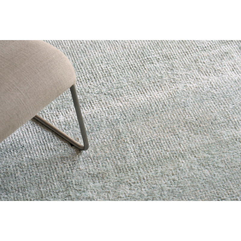Plush Hand-Knotted Wool/Viscose Area Rug in Gray/Blue, Rectangle 12' x 15'