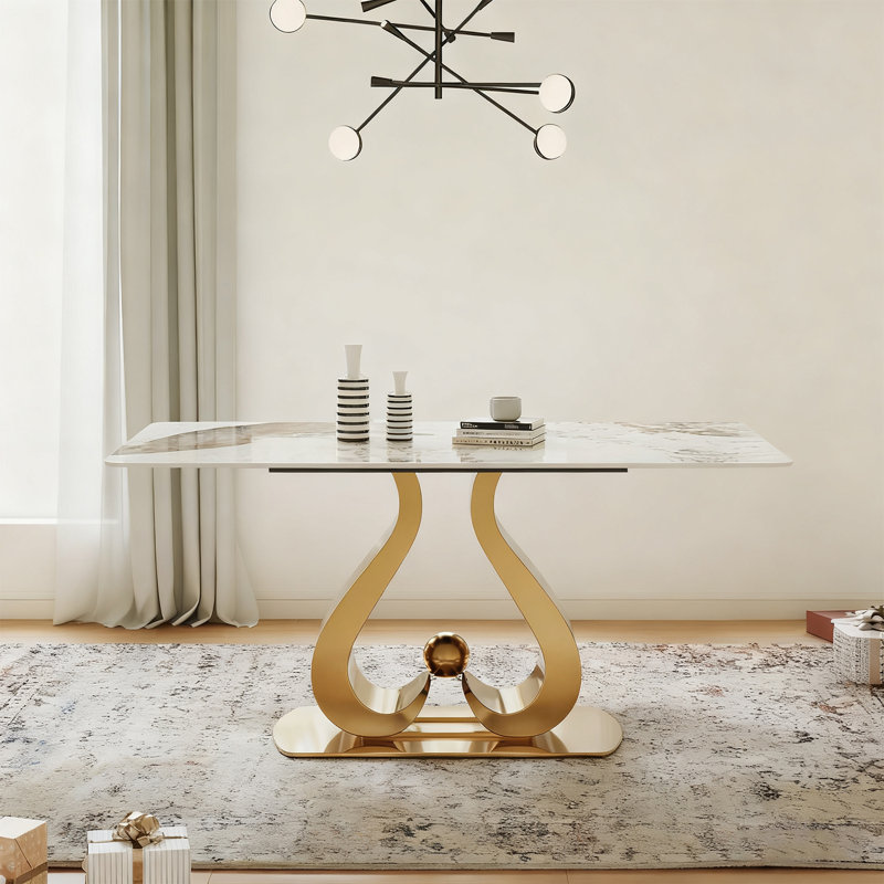 Table de salle à manger 70,9 po Modern Stone, H 27,5 po x L 70,8 po x l 37,4 po