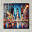  'New York Times Square Paining Style' by Rey Klimt Acrylic Glass Wall Art, 12" x 12"