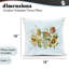 Coussin extérieur tournesols et abeilles sur fond bleu, design par Susan Winget