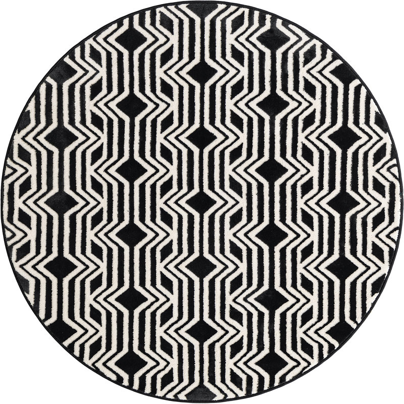 Geometric Indoor Rug, Round 4'