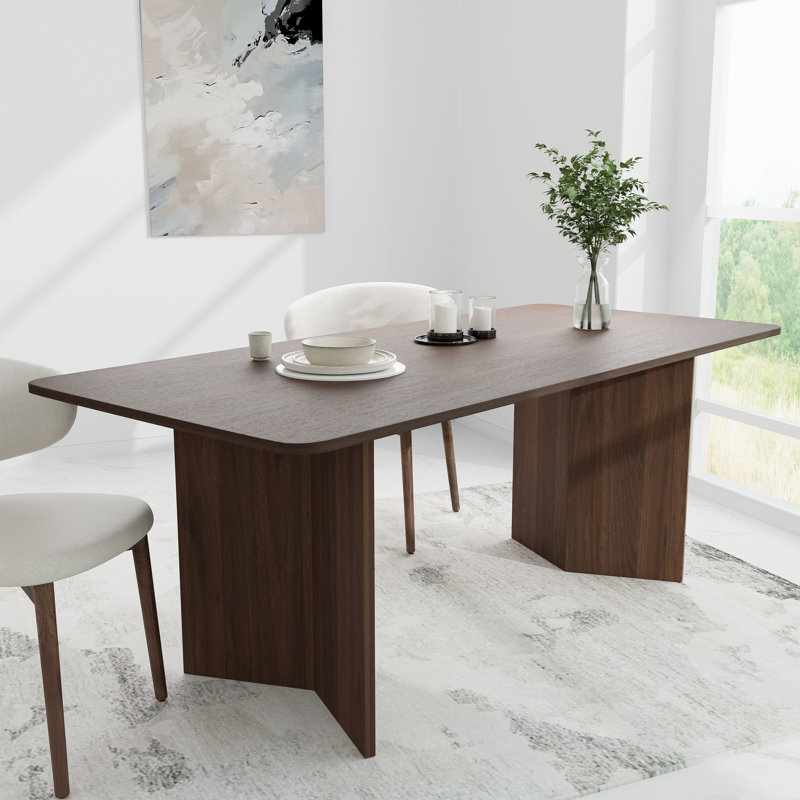 Chantai 33.5"W×30"H Wooden Dining Table, Walnut, 30"H x 67"L x 33.5"W