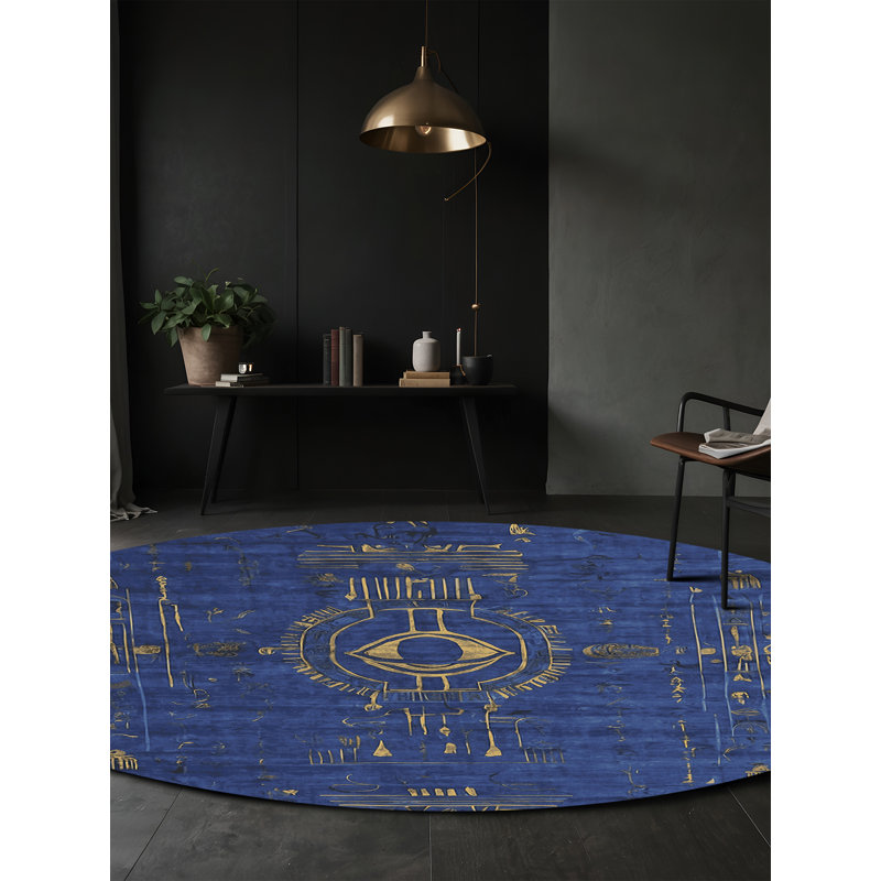 Machine Washable Gray Area Rug, Round 5'