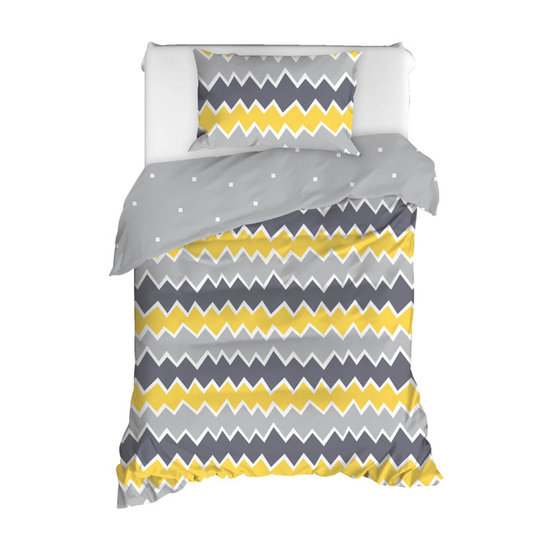 Zigros 142 TC, Yellow/White/Grey, Single - 1 Pillowcase (80 x 80 cm)