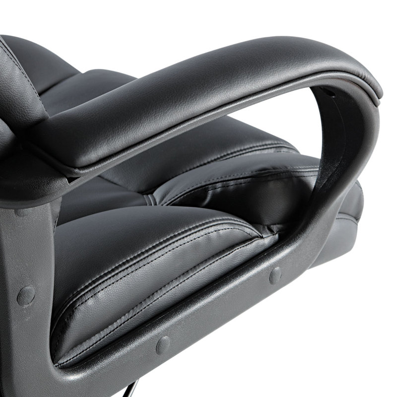 Elegance High-Back Black Leather Swivel Executive Chair with Plastic Arms