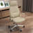 Beige + Silver Hight adjustable Genuine Leather + Faux Leather + Aluminium Alloy Office Chair