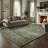 Watte Vintage Floral Border Olive Washable Area Rug with Non-Slip Backing for Living Room & Bedroom-450793478