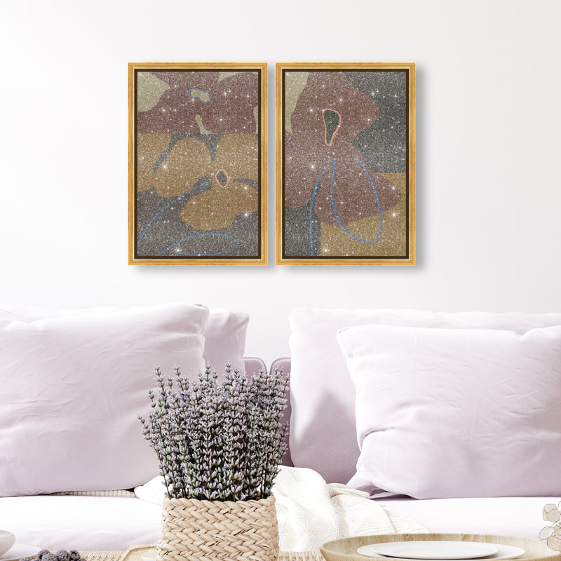 Moody Flowers Set Set by Oliver Gal, 16" H x 11" W, Gold Floater Frame
