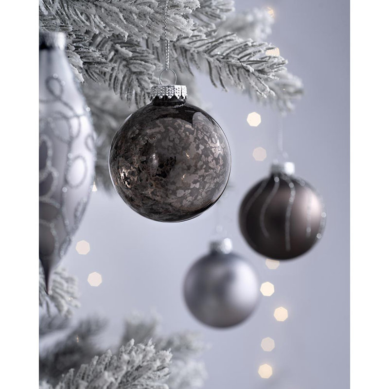 62.3cm Assorted Glass Bauble, Grey/Silver