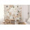 Papier peint floral pivoine beige crème sur fond blanc doux