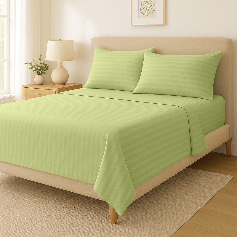 Ensemble de draps 100% coton American Home, Ensemble de draps pour lit double avec 2 taies d'o, Sauge