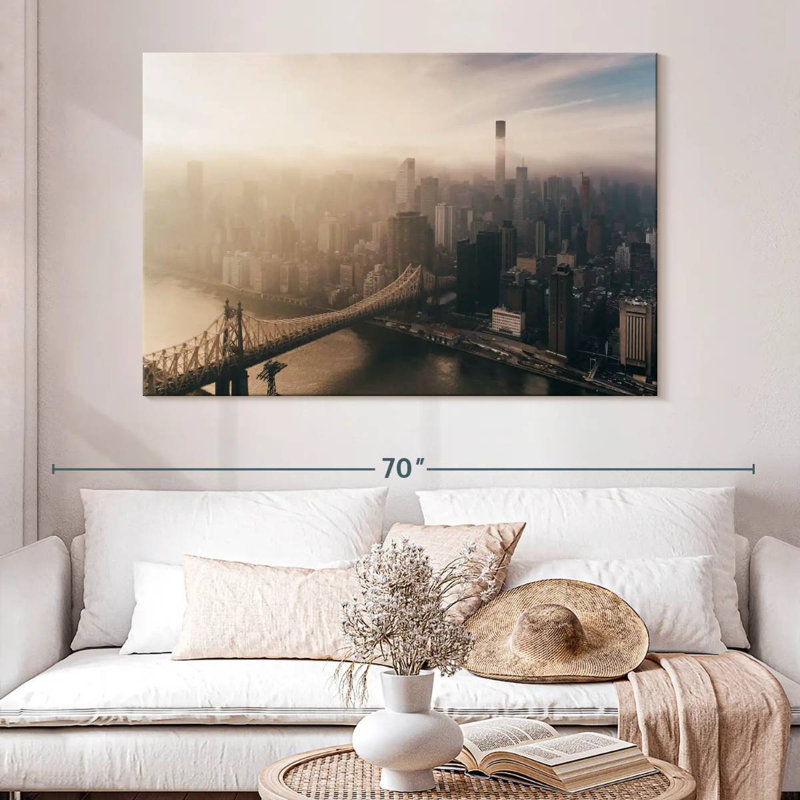 Skyline aérienne de Sirci Manhattan, H 34 po x l 51 po