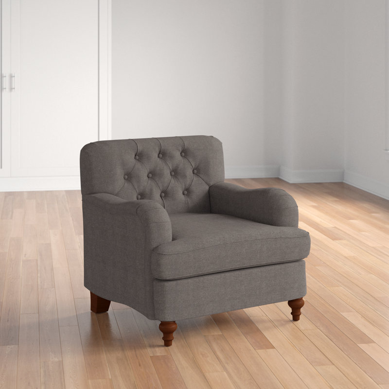 Fabric Chair Featuring English-style curved arms, Gray Fabric