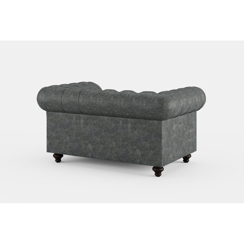 Chesterfield Sofa 2 Seater Textured Luxe Velvet, Moleskin