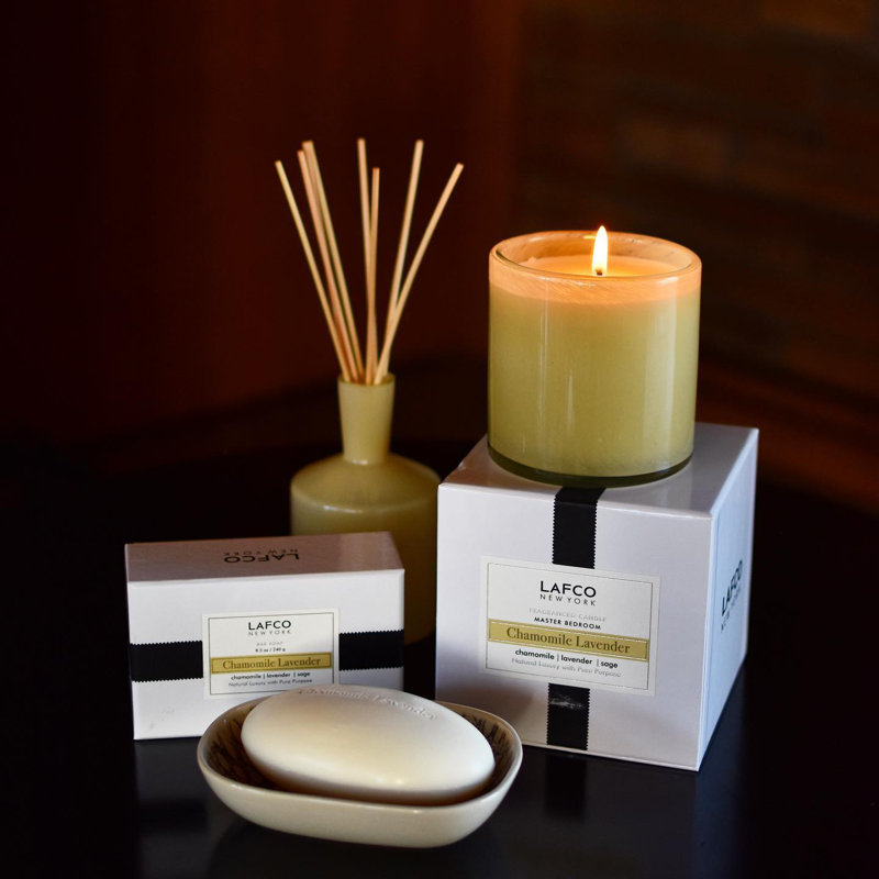 Chamomile Lavender Scented Jar Candle, 4" H x 4" W x 4" D