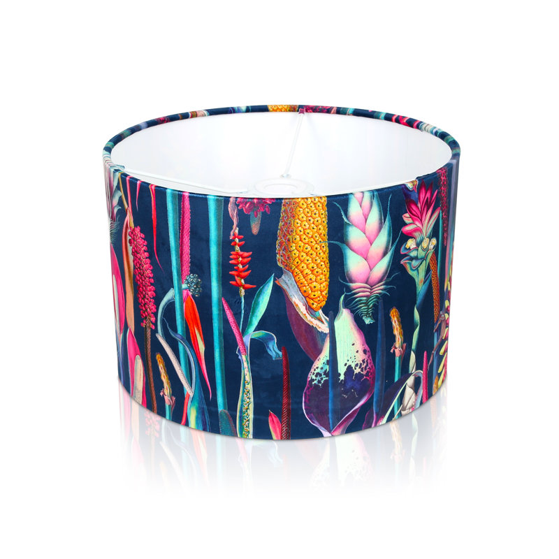 18cm H Velvet Drum Lamp Shade ( Screw On ), 18cm H x 20cm W x 20cm D