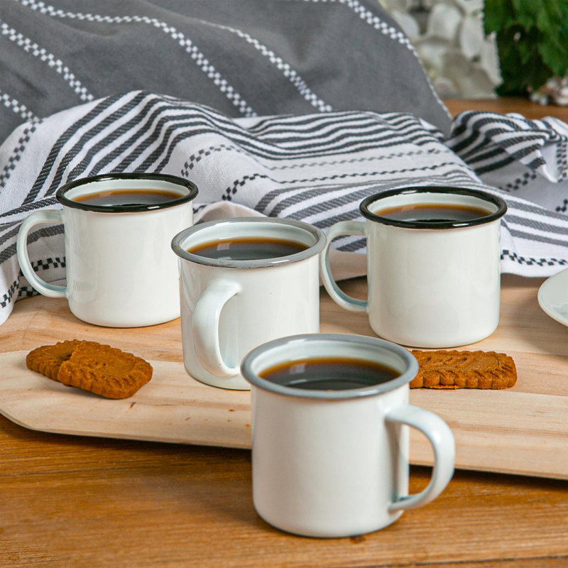 Enamelware Espresso Cup, White/Grey, 12