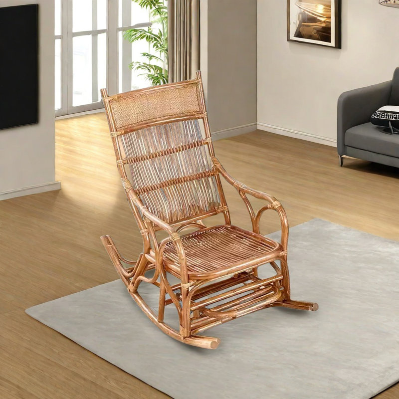Ergonomic rattan rocking chair