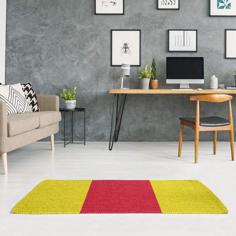 Tapis jaune à rayures de hockey national hockey, Rectangle 4 pi x 6 pi